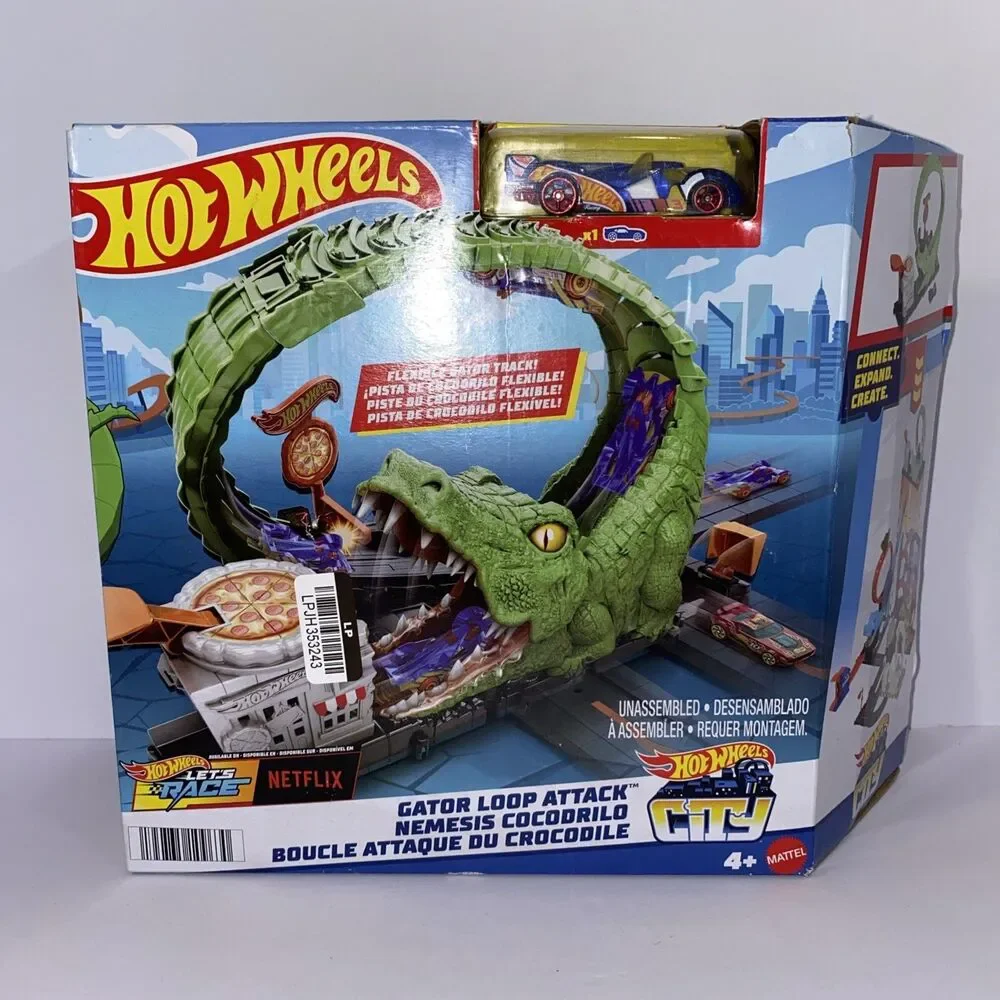 Mattel Hot Wheels City Gator Loop Attack Pizza Place Playset W/ 1 Car NEW